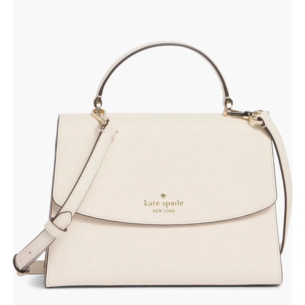Kate Spade Cream Structured Leather Satchel Darcy Top Handle handbag NWOT